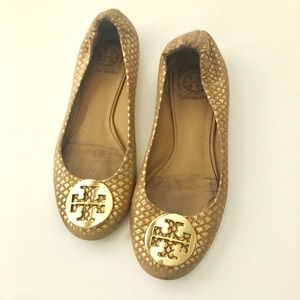 Tory Burch Gold Reva Flats